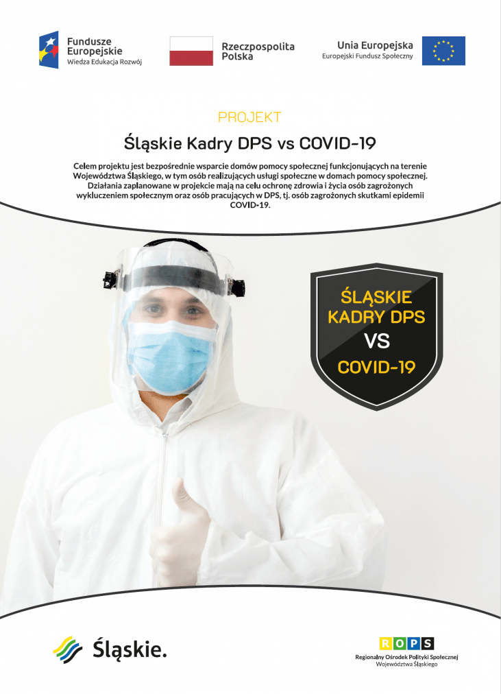 Zdjęcie przedstawia plakat opisanego poniżej projektu  w ramach Śląskie Kadry DPS vs. Covid-19